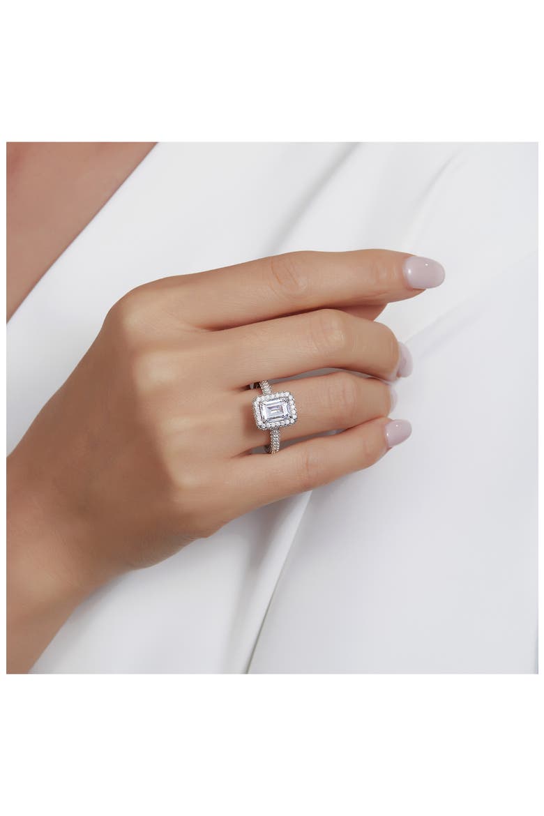 Simulated Diamond Halo Ring, Alternate, color, SILVER