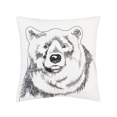 Bear Portrait Indoor/Outdoor Embroidered Accent Throw Pillow 18" x 18"
