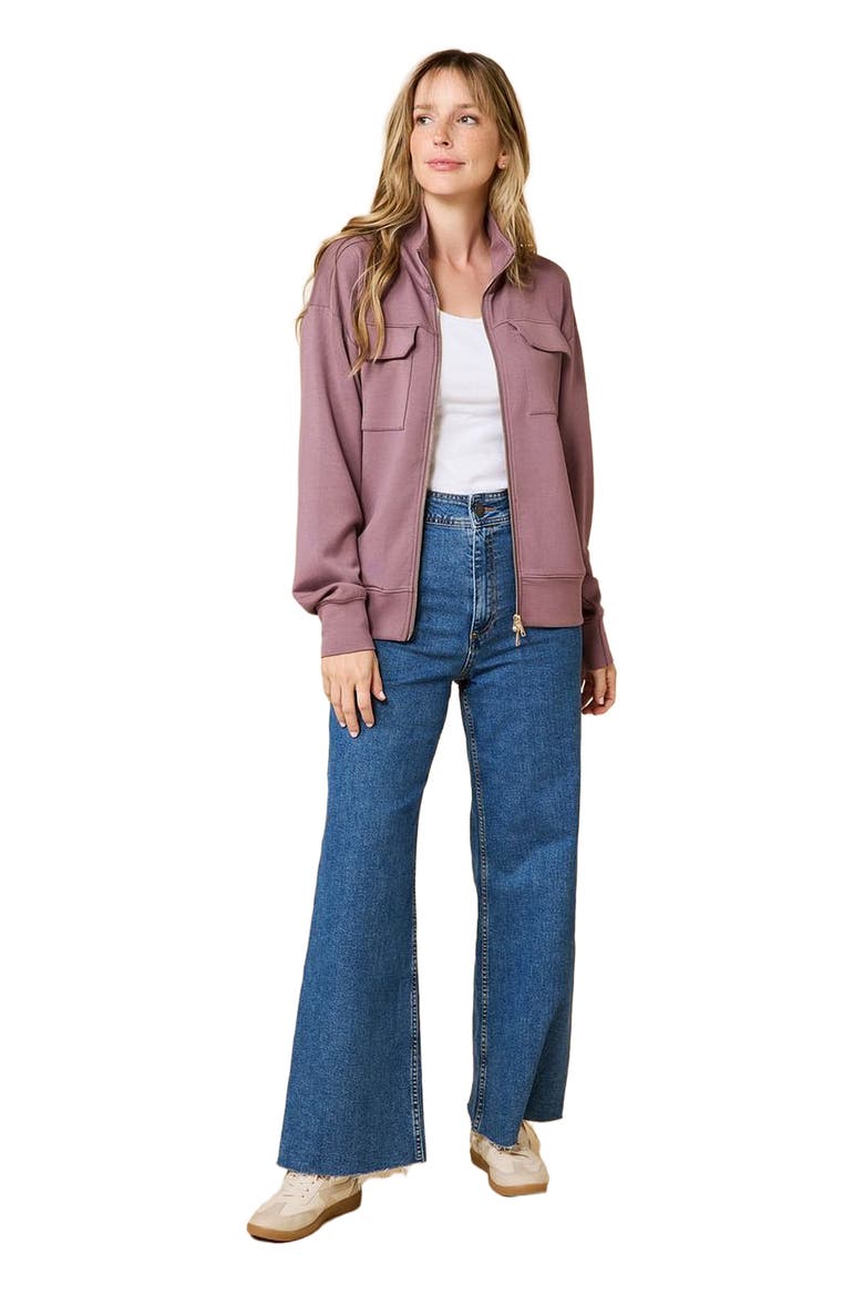 DreamTech Double Zip Bomber Jacket, Main, color, Driftwood