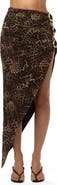 Naked Wardrobe Print Asymmetrical Cutout Midi Skirt