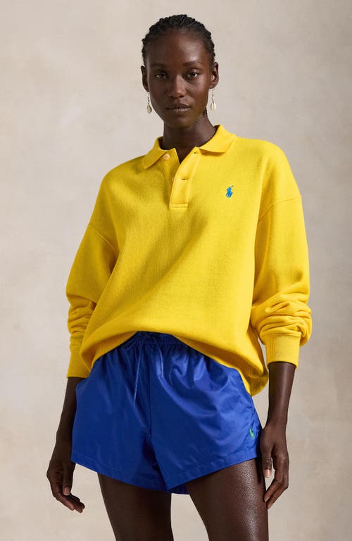 Shop Polo Ralph Lauren Arctic Fleece Polo Sweatshirt In Lemon Crush