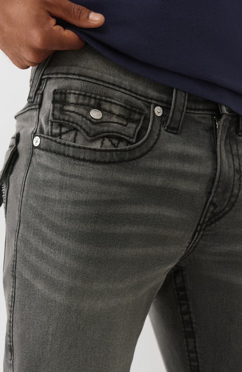 True Religion Ricky Stud T-Flap Straight Leg Jeans, Alternate, color, Grey Smores