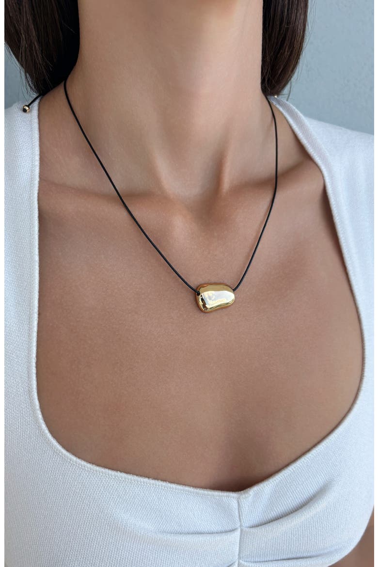 18K Gold Plated Pebble Pendant Necklace, Alternate, color, GOLD/ BLACK