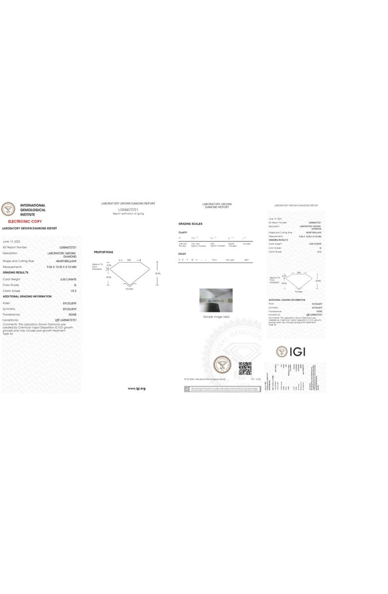Bliss Diamond 3Ct Gold Certified Lab Grown Heart Cut Diamond Engagement Ring, Alternate, color, 14K White Gold