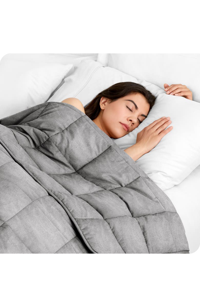 Bare Home Minky Fleece Weighted Blanket, Alternate, color, Light Grey