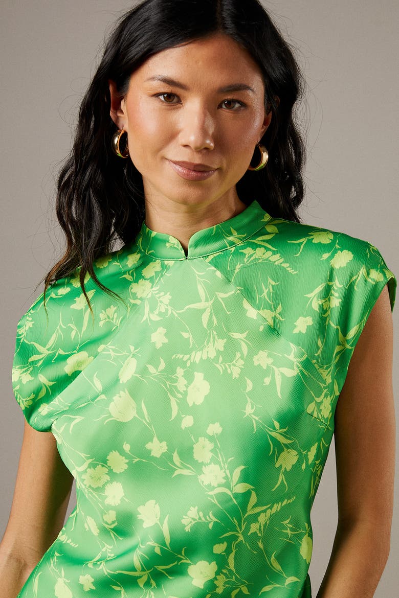 Crinkle Satin Button Side Midi Dress, Alternate, color, Floral
