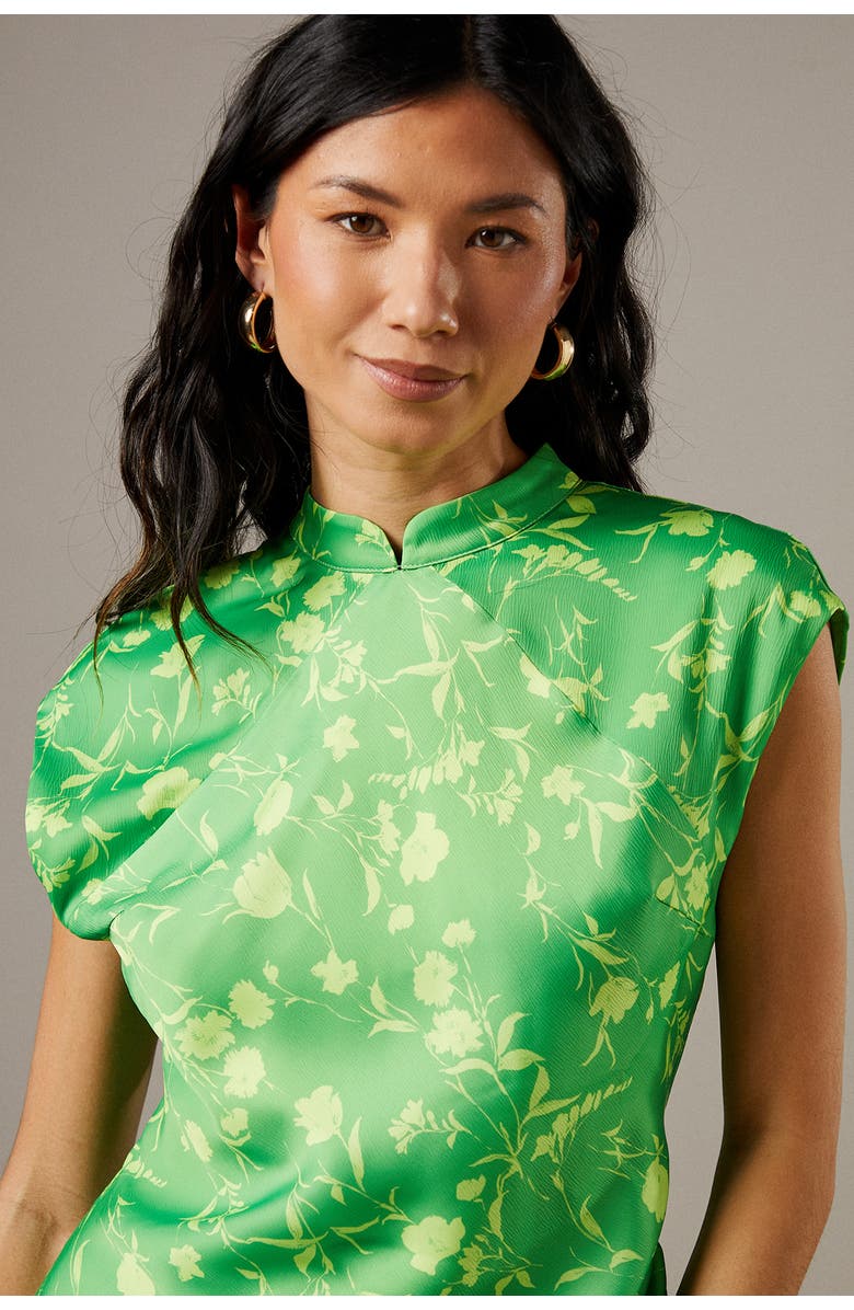 Warehouse Crinkle Satin Button Side Midi Dress, Alternate, color, Floral