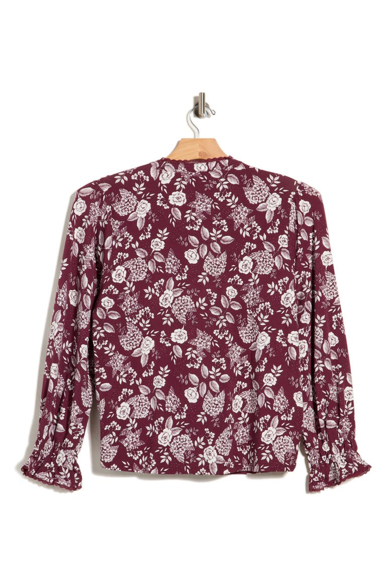 Pintucked Long Sleeve Top, Alternate, color, WINDSOR WINE