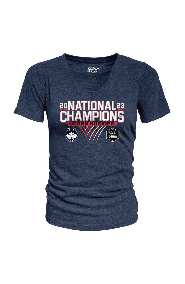 BLUE 84 Women's Blue 84 Navy UConn Huskies 2023 NCAA Men's Basketball National Champions Focus Bracket Tri-Blend V-Neck T-Shirt, Alternate, color,