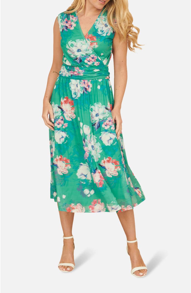 Yumi Blossom Print Stretch Mesh Dress, Alternate, color, Green