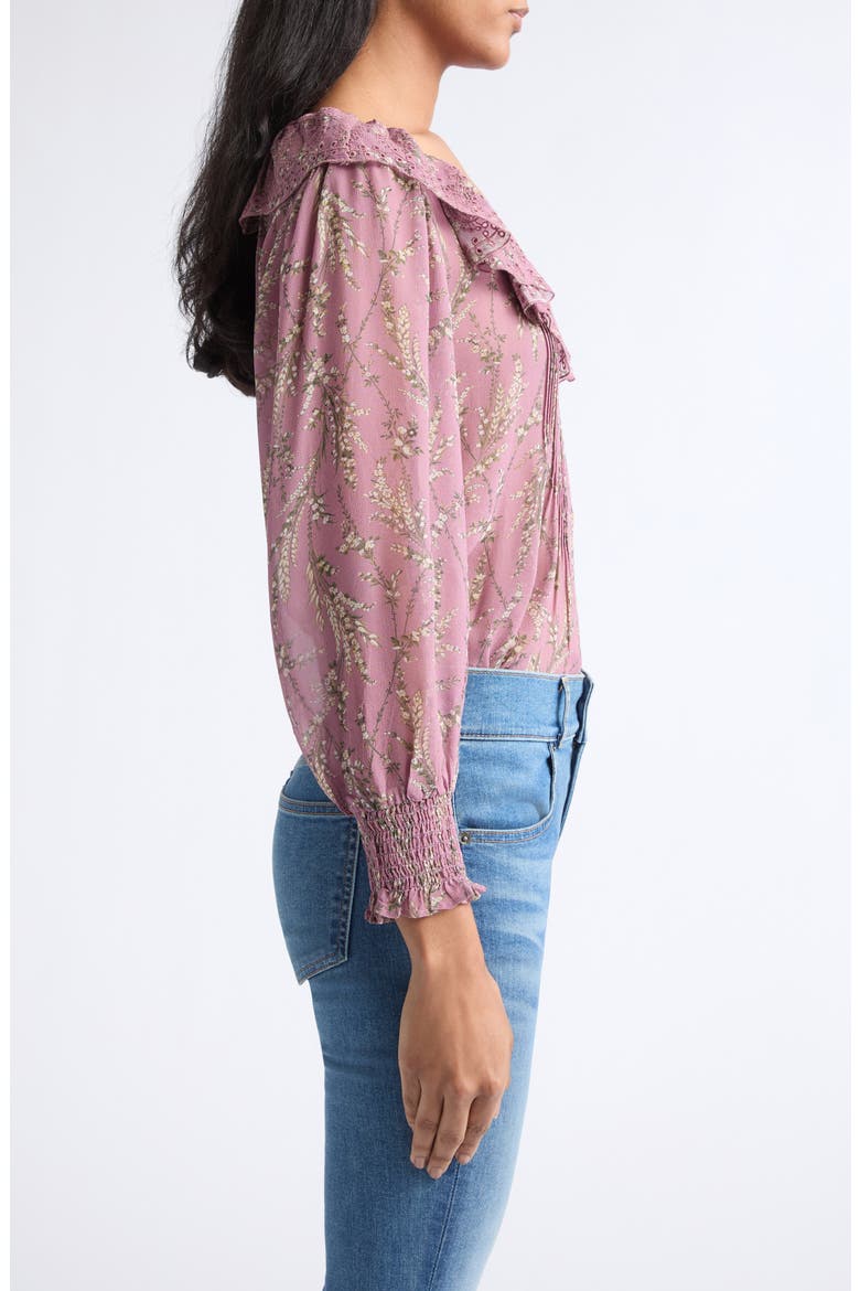 Hewitts Ruffle Pintuck Shirt, Alternate, color, ORCHID HAZE MULTI