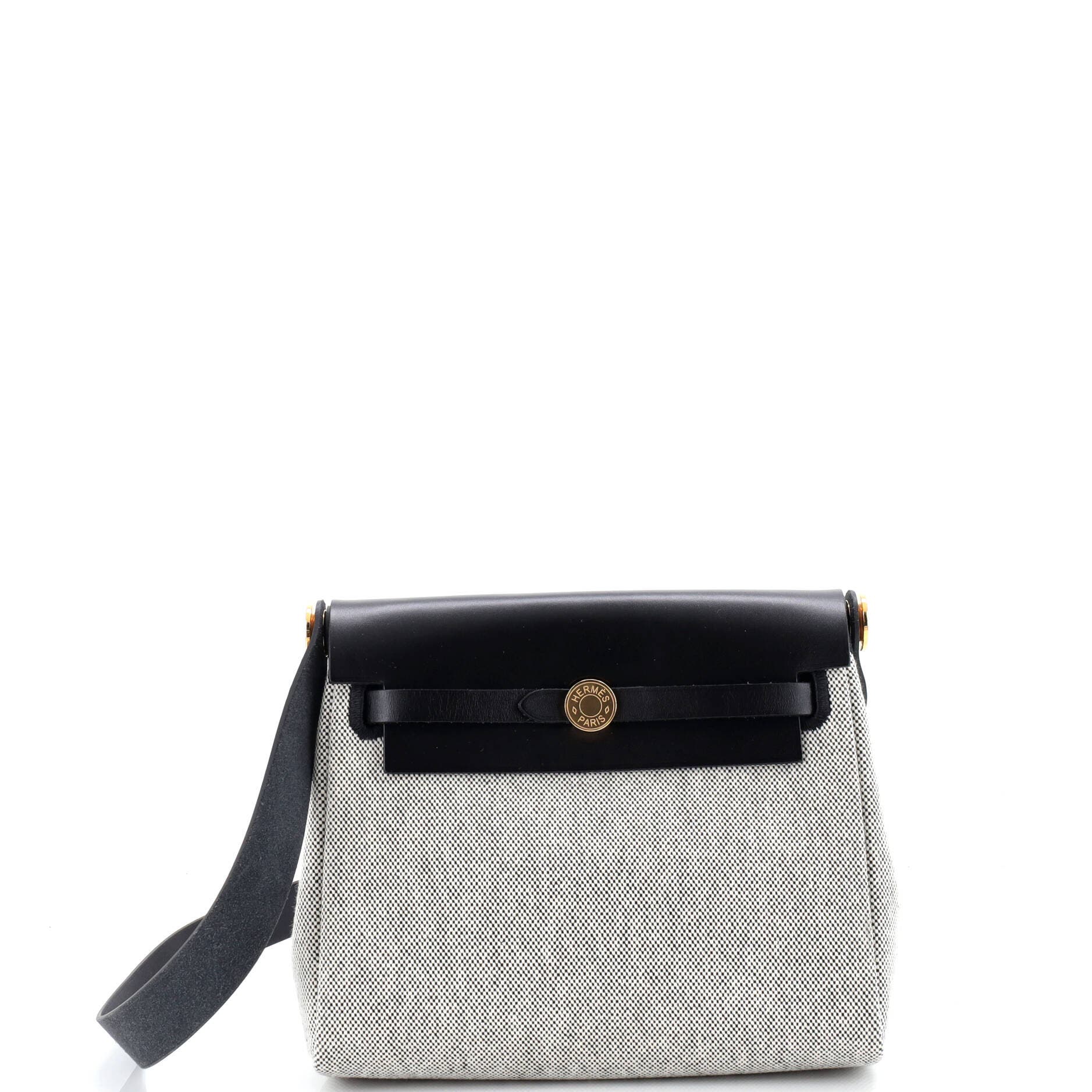 Pre-Owned Hermes Herbag Zip Toile and Leather 20, Main, color, Noir