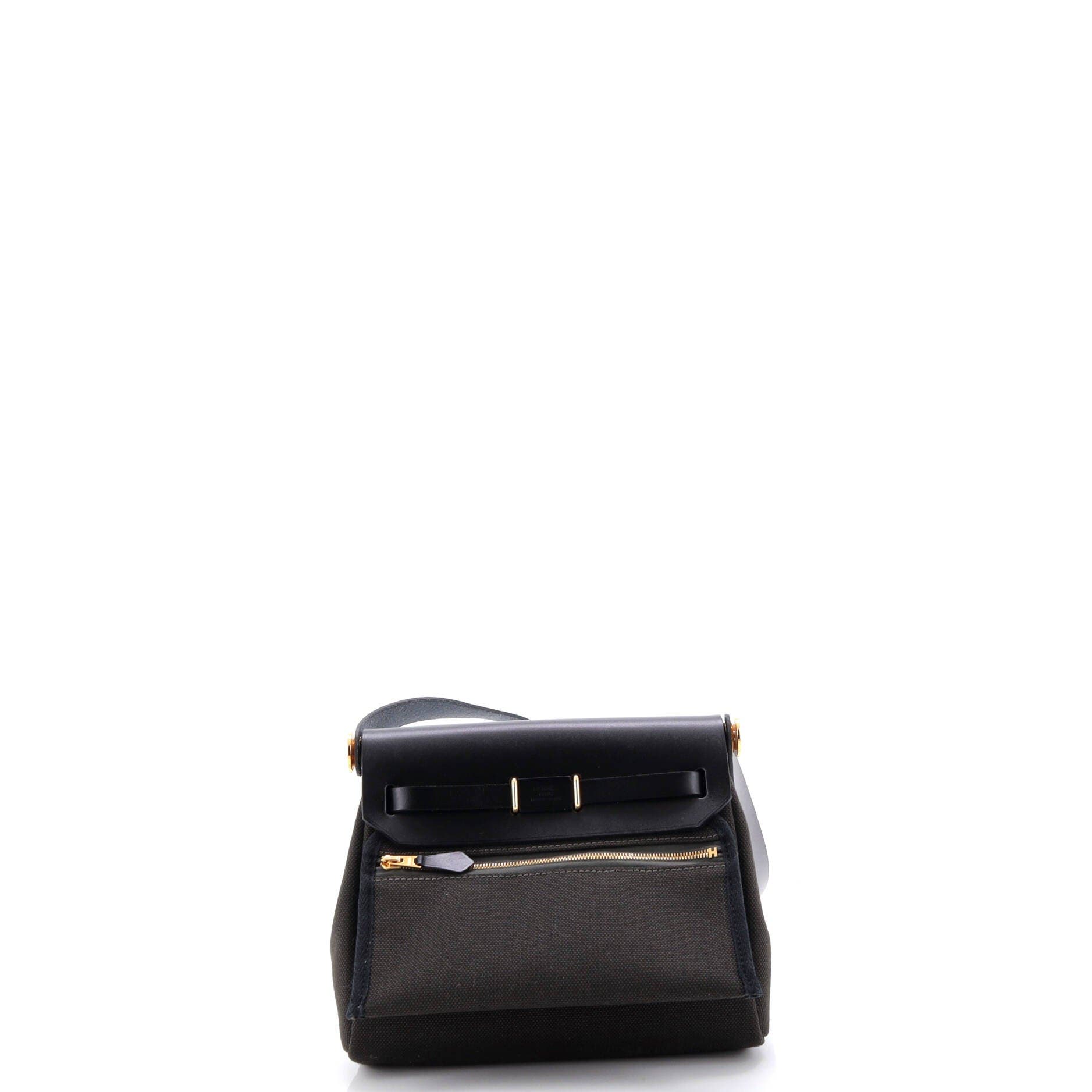 Pre-Owned Hermes Herbag Zip Toile and Leather 20, Alternate, color, Vert De Gris