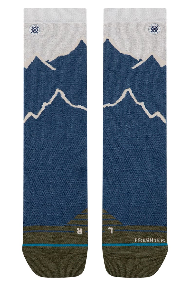 Peaking Hike Crew Socks, Main, color, NAVY