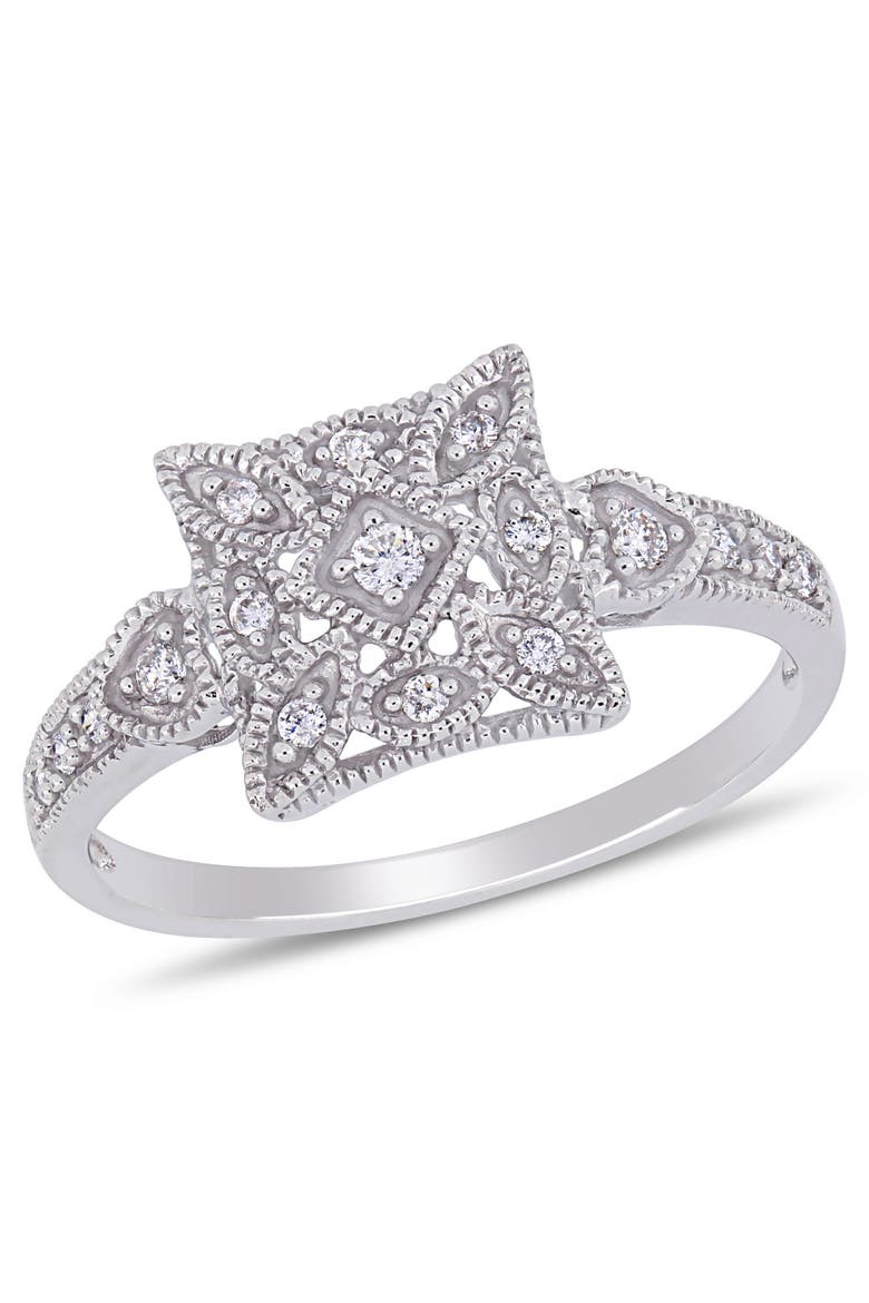 Diamond Vintage Ring 10k White Gold, Main, color, White Gold