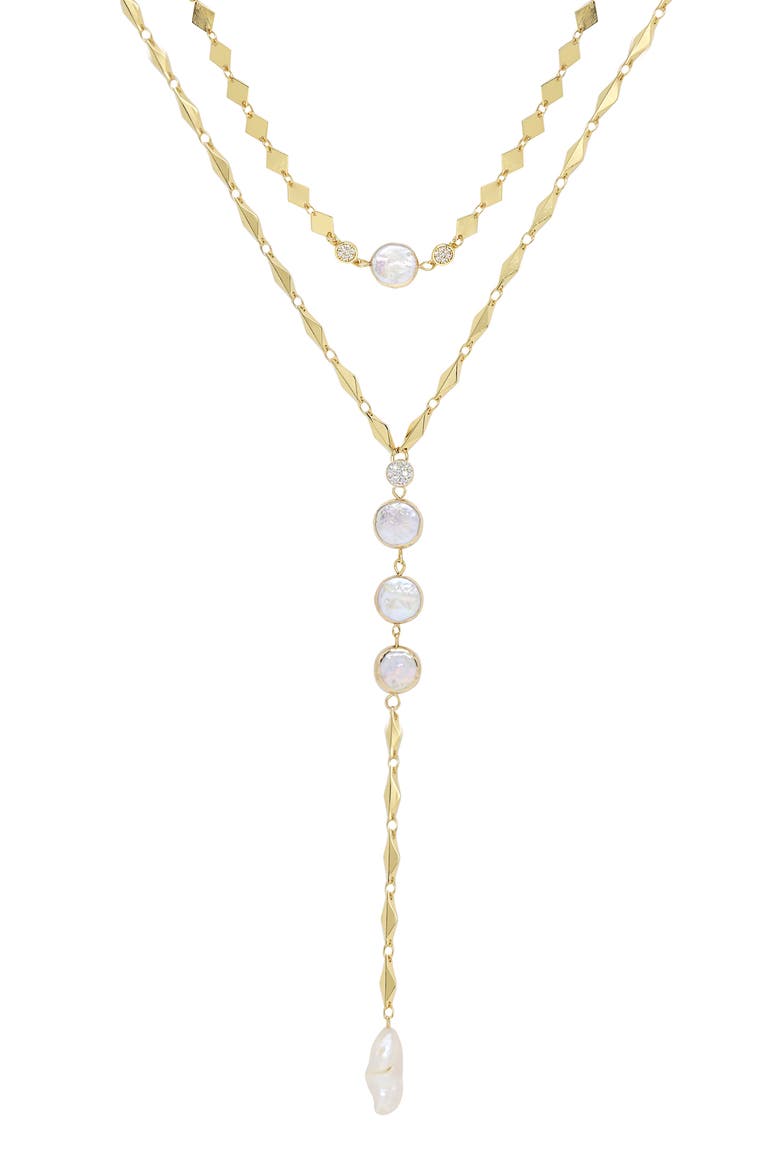 Set of 2 Pearl Necklaces, Main, color, GOLD