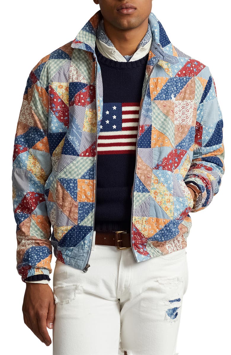 Polo Ralph Lauren Patchwork Cotton Poplin Zip Jacket, Main, color,
