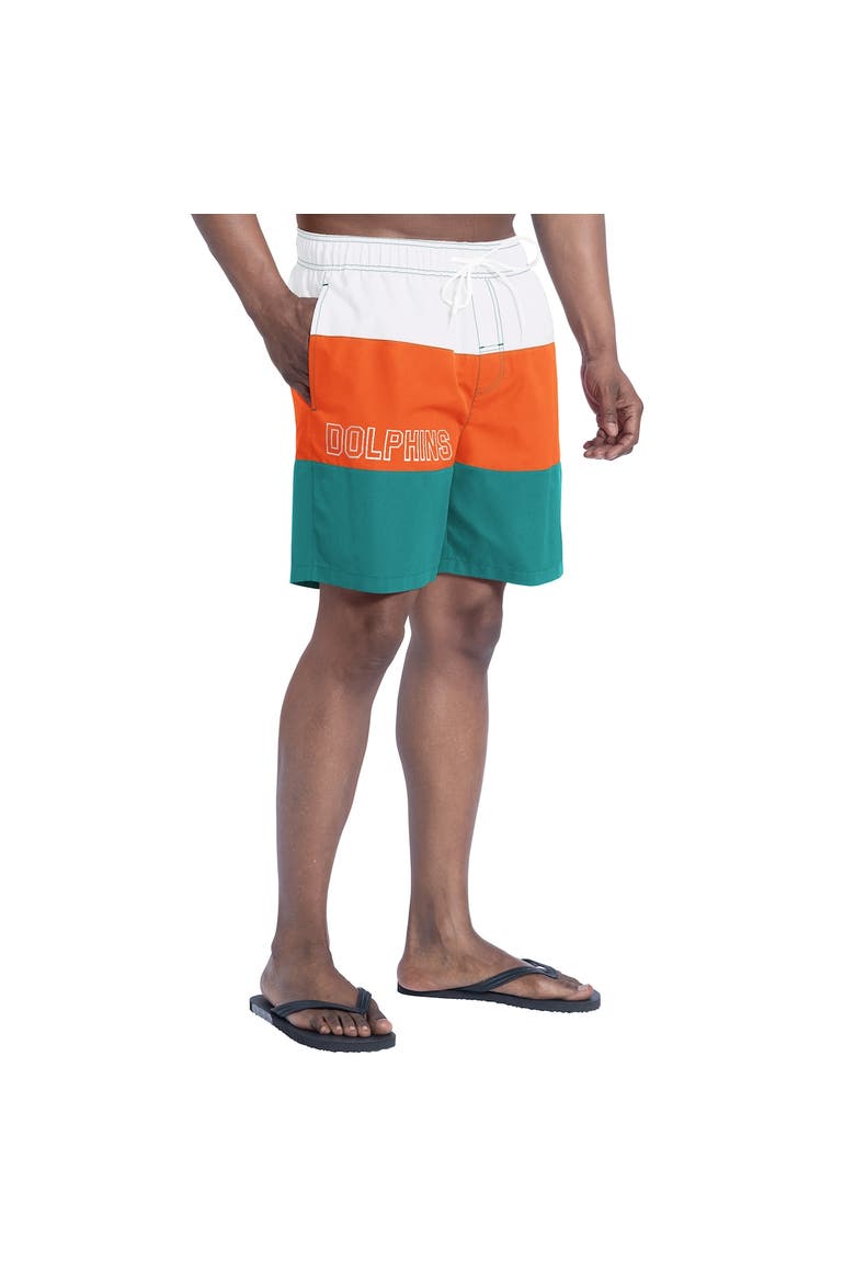 Men's G-III Sports by Carl Banks  Aqua/Orange Miami Dolphins Sunrise Volley Swim Shorts, Alternate, color, Aqua