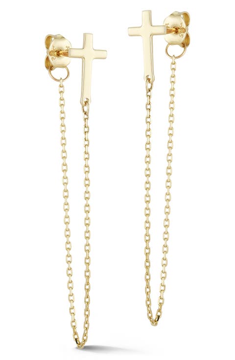 Cross Drop Stud Earrings