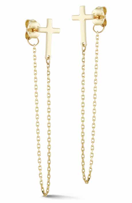 Ember Fine Jewelry Cross Drop Stud Earrings