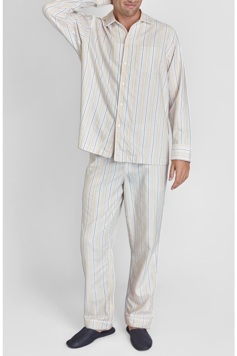 Twill Stripe Henry Pajama Set, Main, color, Twill Stripe