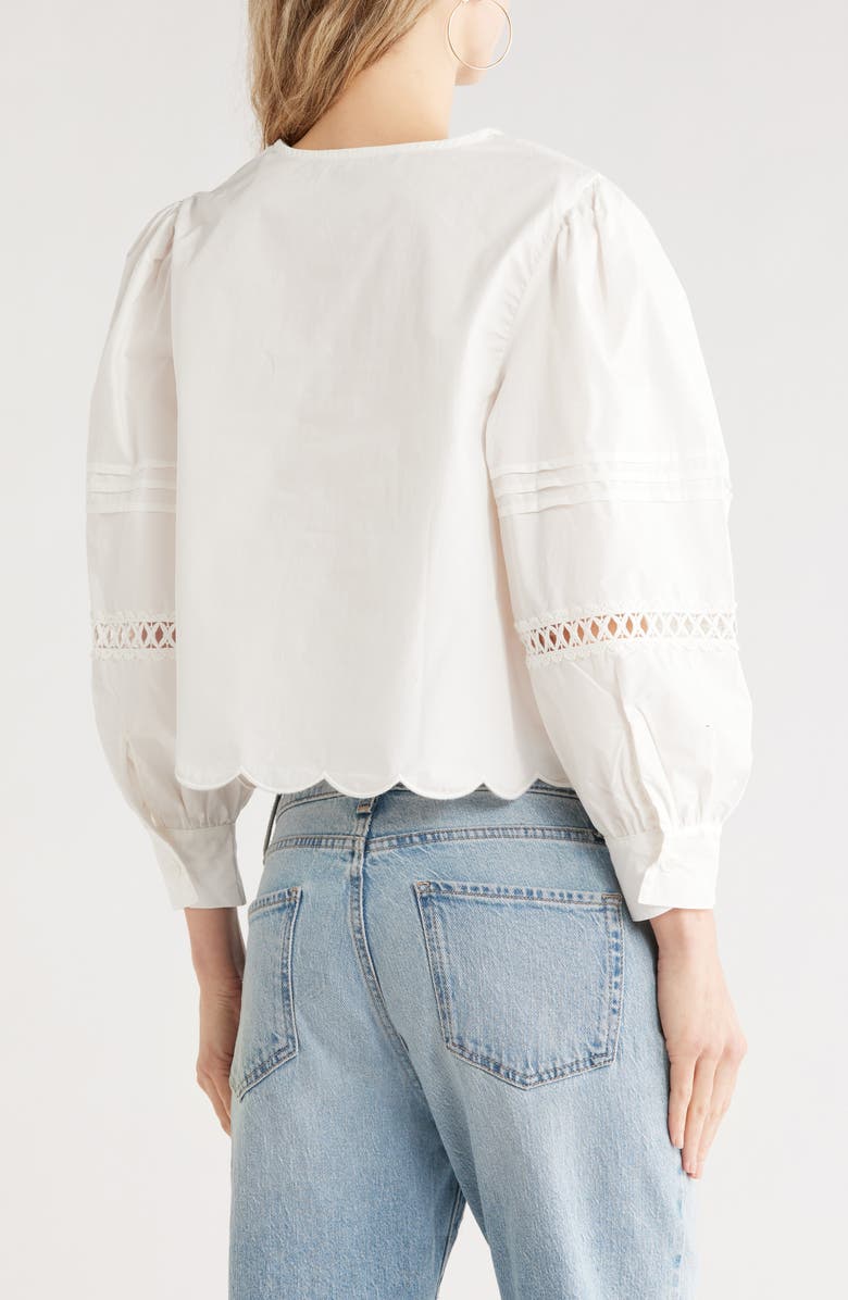 French Connection Alissa Broderie Anglaise Cotton Button-Up Shirt, Alternate, color, Linen White