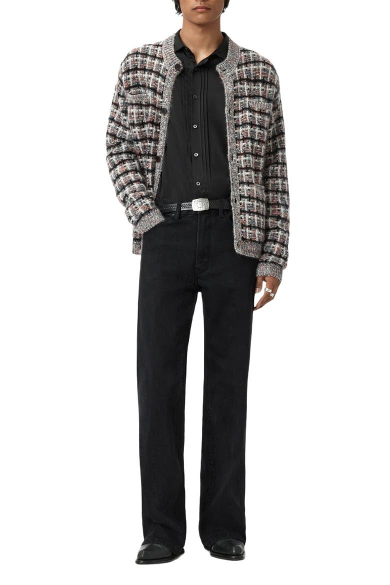 Geometric Pattern Wool & Cashmere Cardigan, Alternate, color, SMOKED PEARL GREY