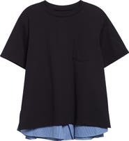 Sacai Mixed Media Jersey & Poplin Pocket T-Shirt | Nordstrom