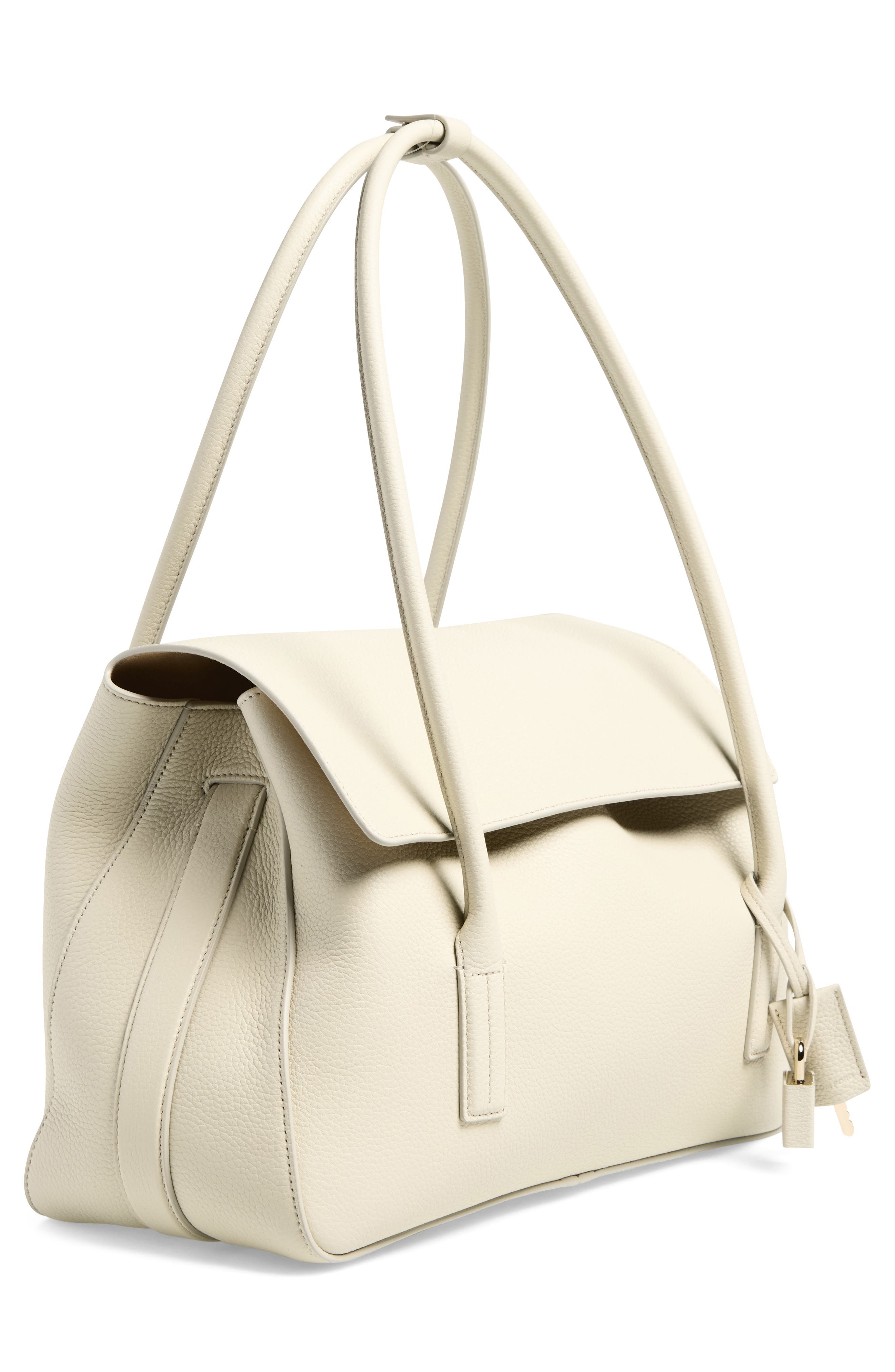 Medium Eclipse Grain Leather Shoulder Bag, Alternate, color, DOVE GREY