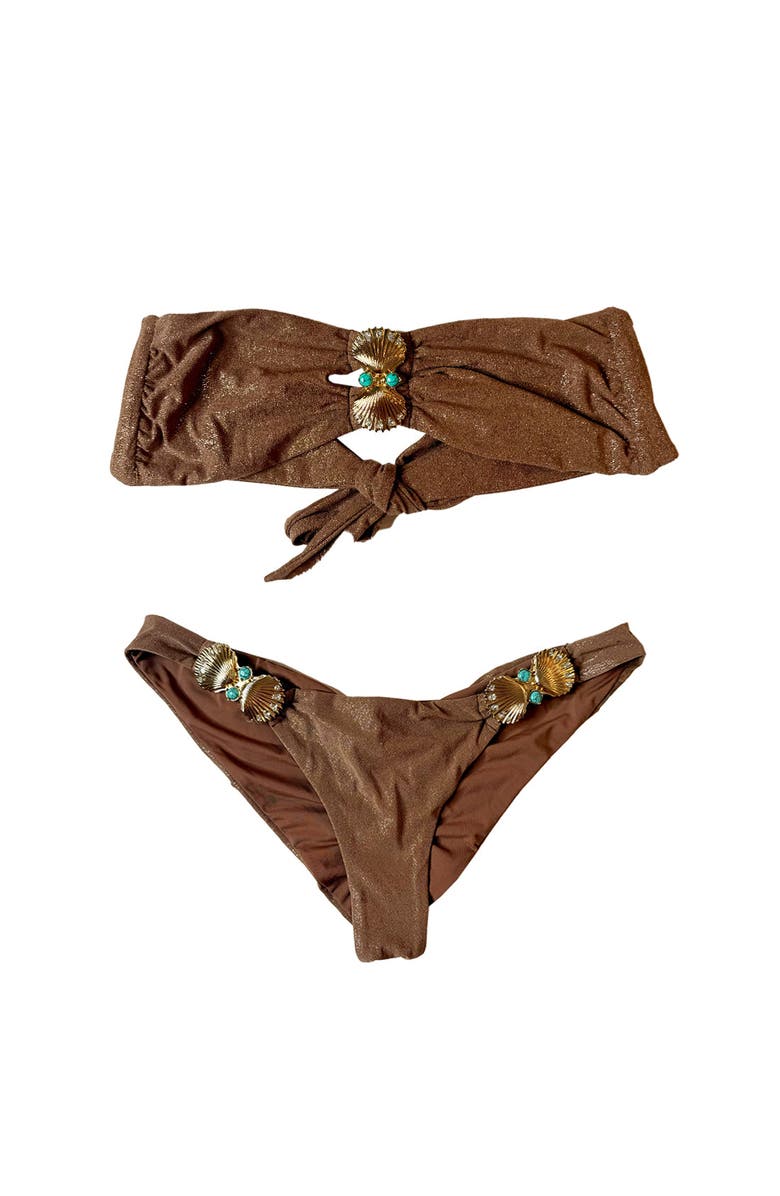 Beach Bunny Swimwear Kelsea Bandeau Top, Alternate, color, Mocha