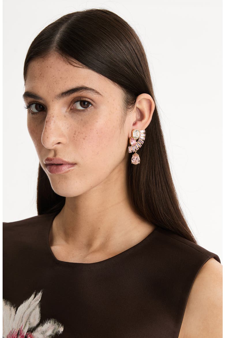 Rhinestone Fan Earrings, Alternate, color, ROSE