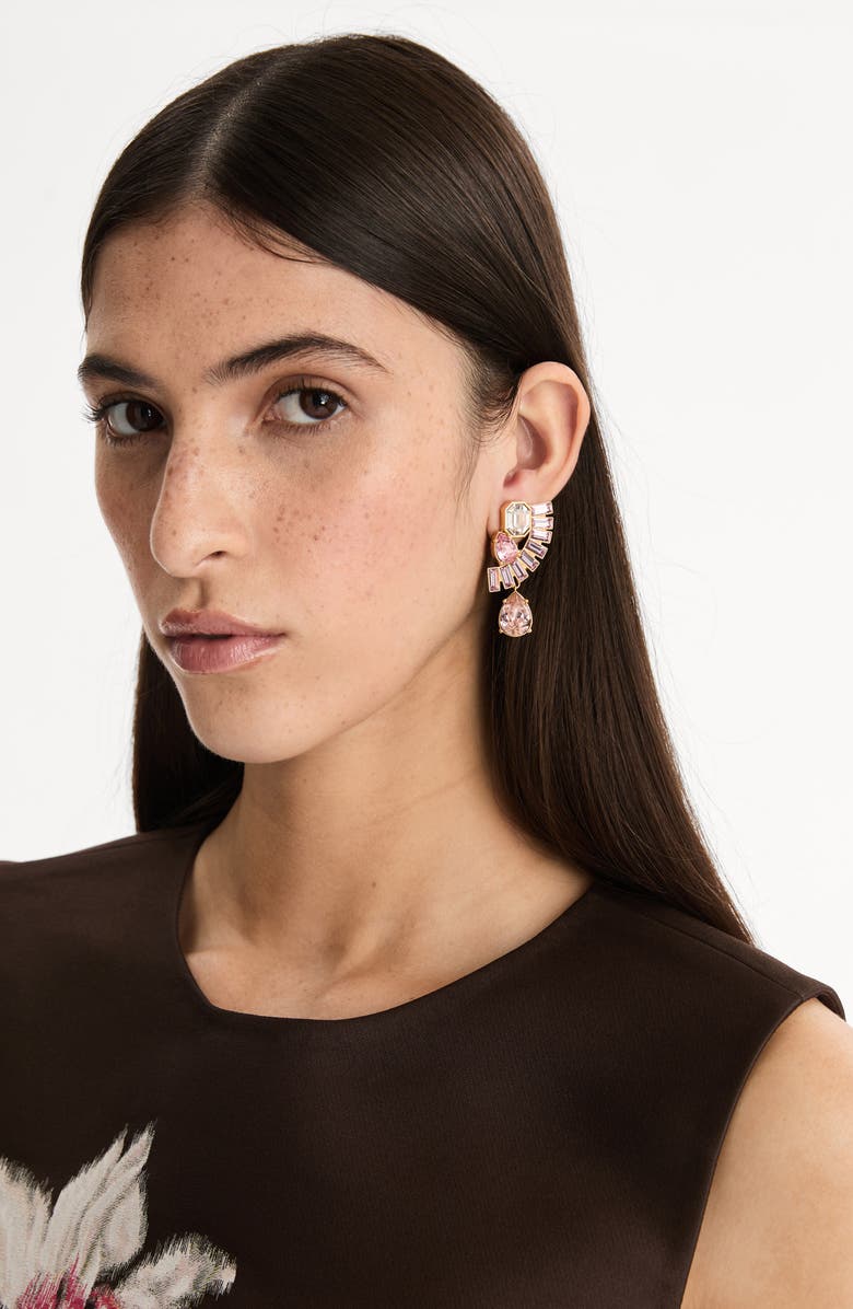 Oscar de la Renta Rhinestone Fan Earrings, Alternate, color, Rose