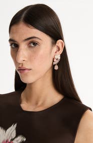 Oscar de la Renta Rhinestone Fan Earrings