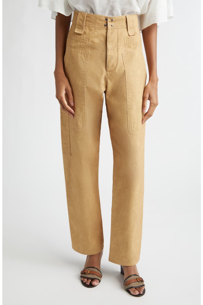 Rhil Straight Leg Cotton Pants, Main, color, BEIGE