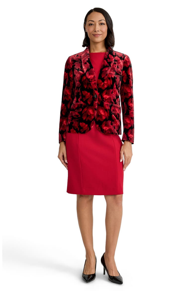 Shawl Collar One-Button Blazer, Alternate, color, FIRE RED MULTI