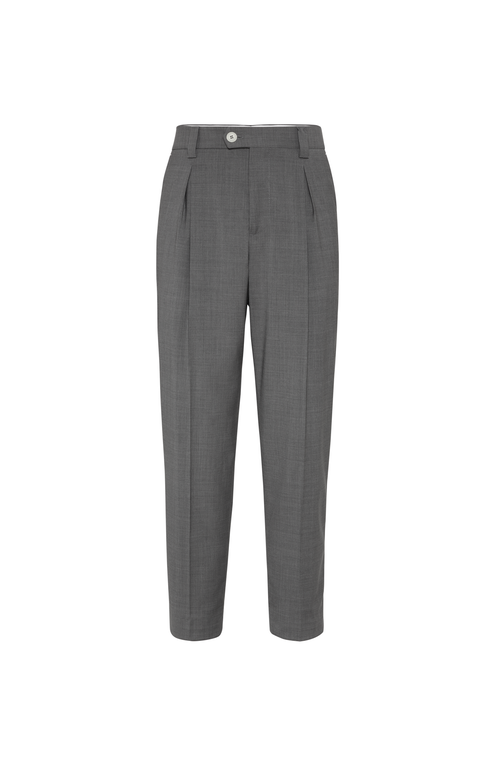 Brunello Cucinelli Virgin Wool Trousers In Gray