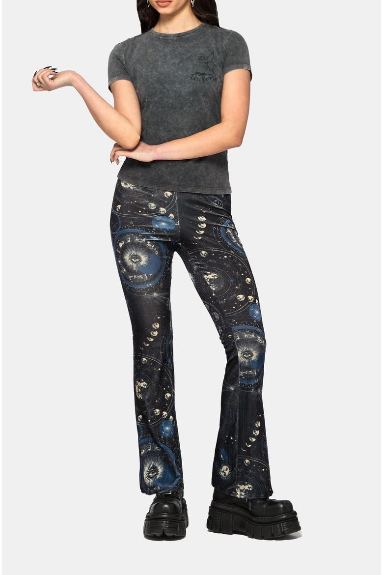 Elise Celestial Velour Flare Trousers, Alternate, color, Blue