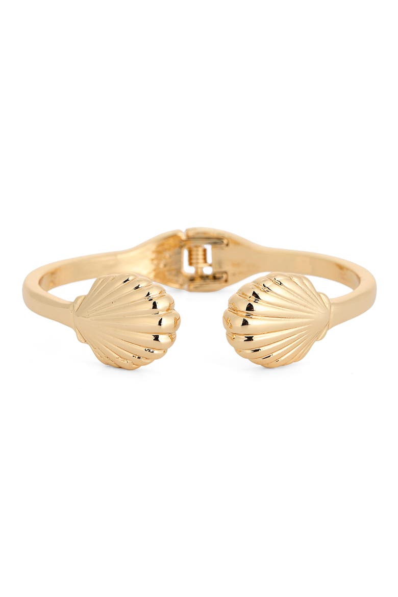 Metal Shell Cuff Bracelet, Main, color, GOLD