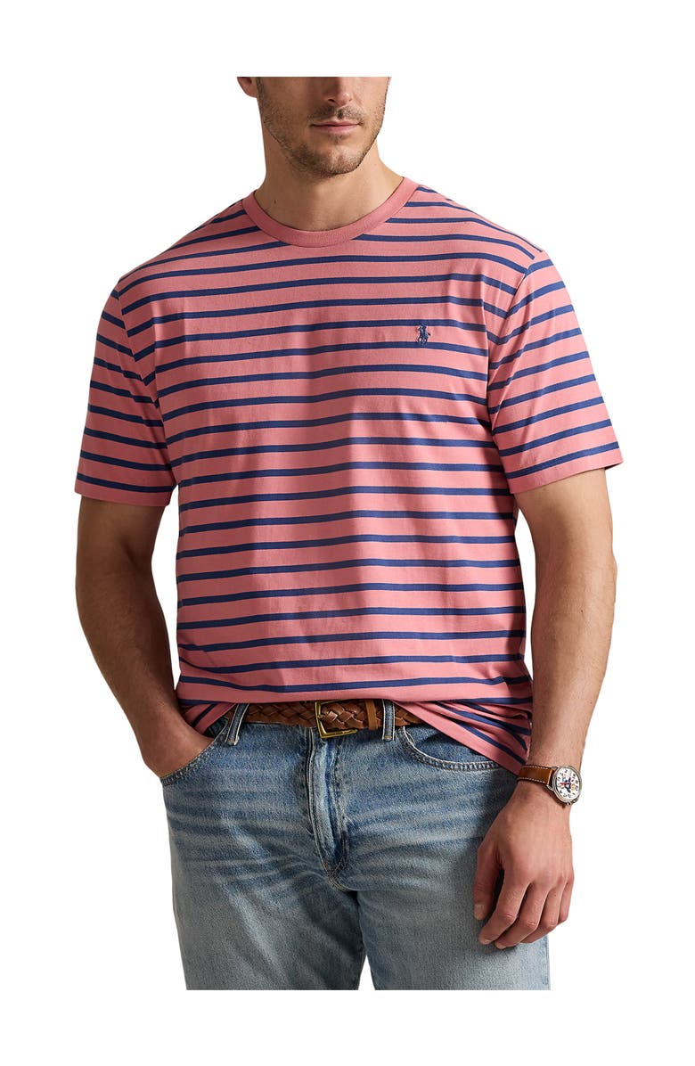 Polo Ralph Lauren Big & Tall Striped Jersey Crewneck T-Shirt, Main, color, Dsrt Rse And Old Ryl