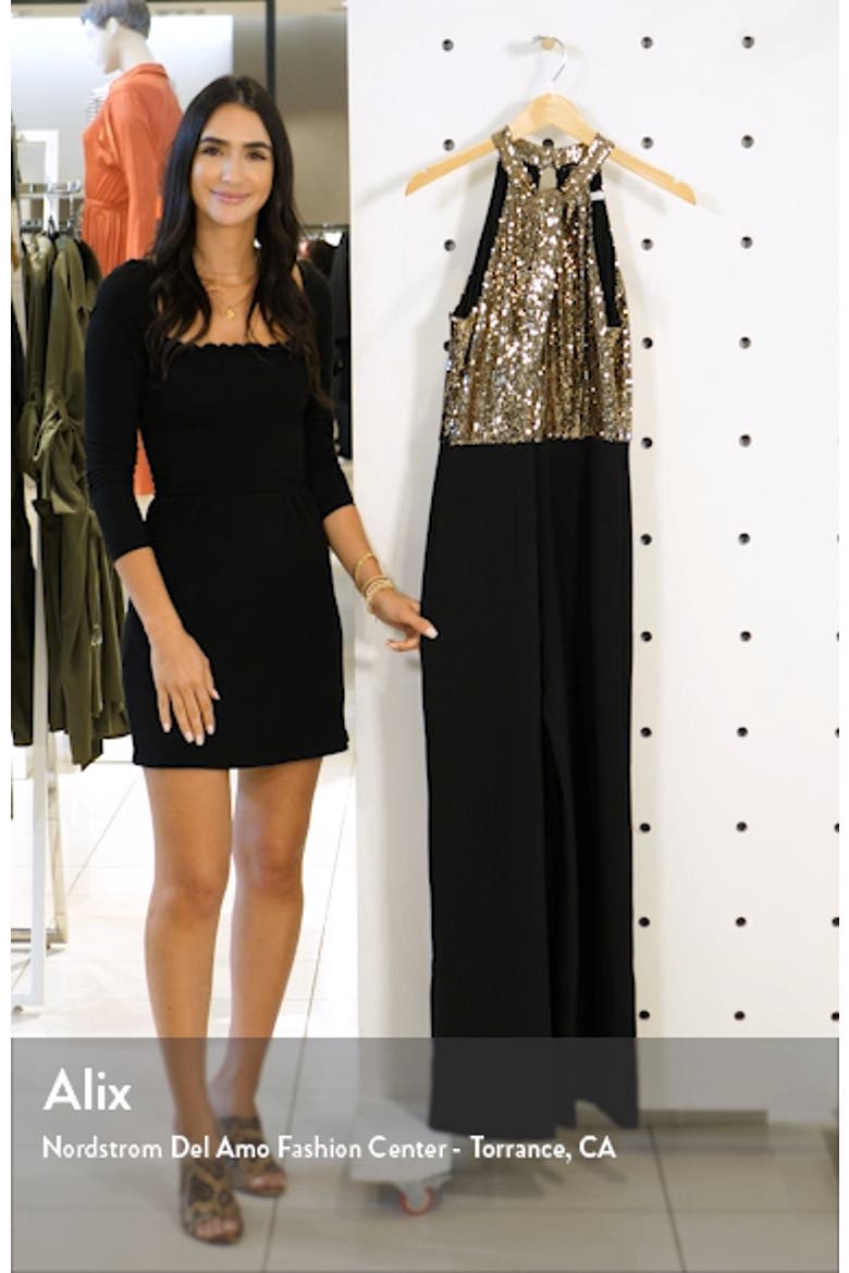 Metallic Mesh Wide Leg Halter Jumpsuit video