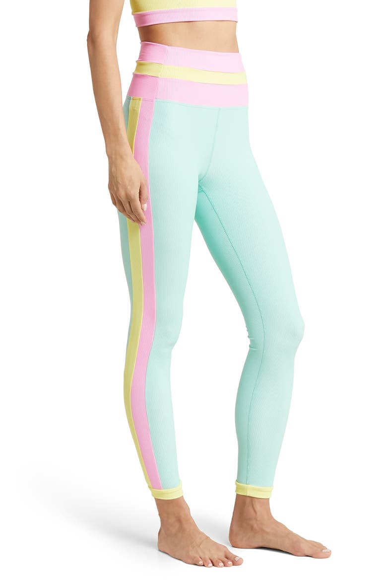 Melinda Macaron Colorblock Rib High Waist Leggings, Alternate, color, PASTEL MACARON COLOR BLOCK