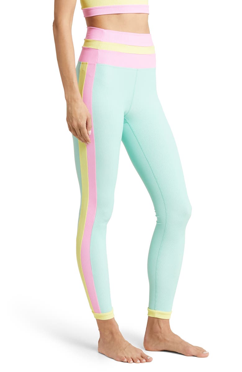 Beach Riot Melinda Macaron Colorblock Rib High Waist Leggings, Alternate, color, 