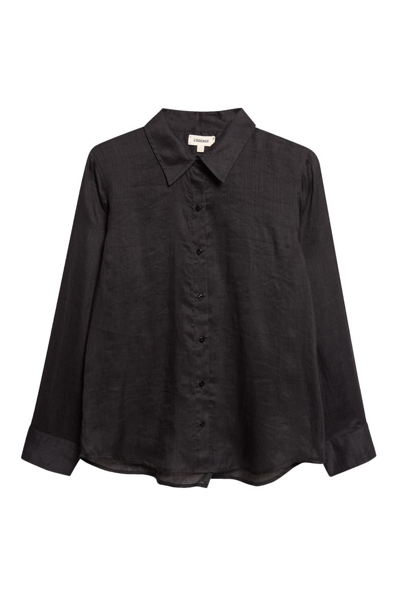 Ellery Ramie Button-Up Shirt, Alternate, color, BLACK