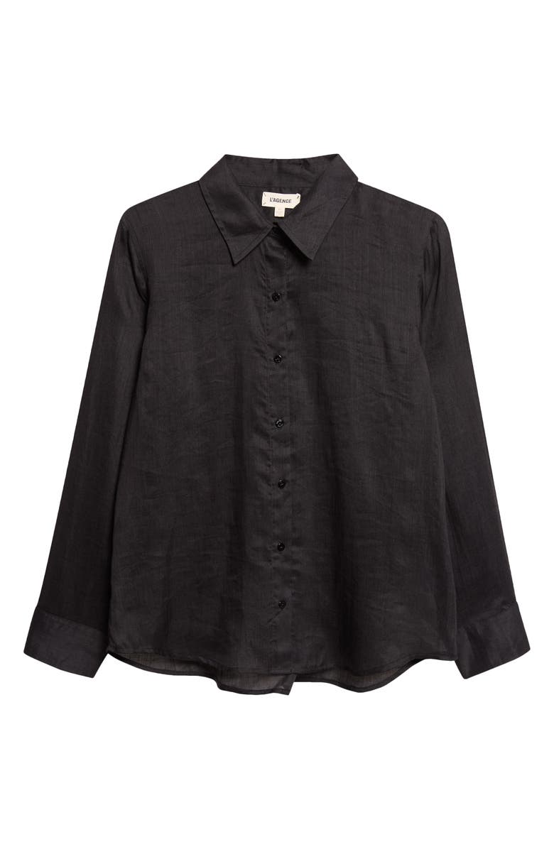 L'AGENCE Ellery Ramie Button-Up Shirt, Alternate, color, Black