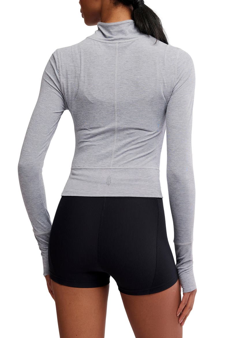 Tempo Ruched Half Zip Crop Pullover, Alternate, color, HEATHER GREY
