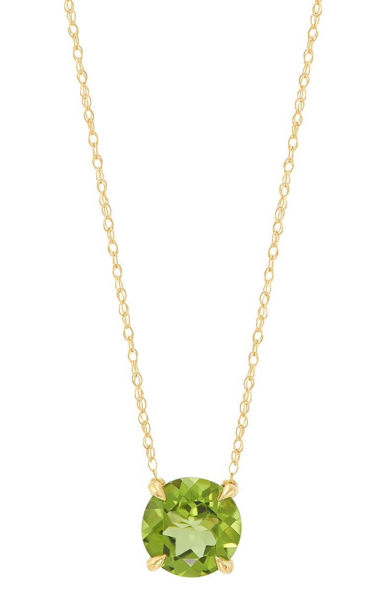 Frankie & Zoe 10K Yellow Gold Round Peridot Pendant Necklace, Main, color, Yellow Gold