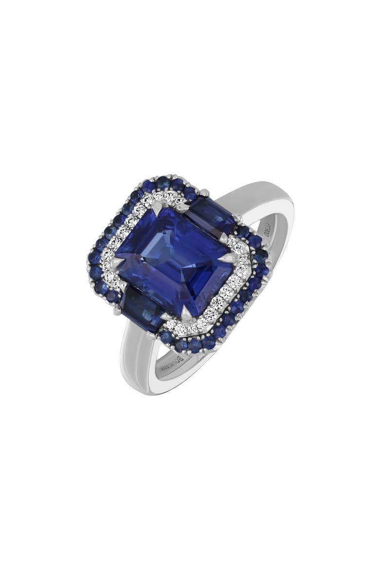 El Mar Pavé Diamond Halo Cushion Sapphire Ring (Nordstrom Exclusive) (Nordstrom Exclusive), Main, color, PLATINUM/ SAPPHIRE/ DIAMOND
