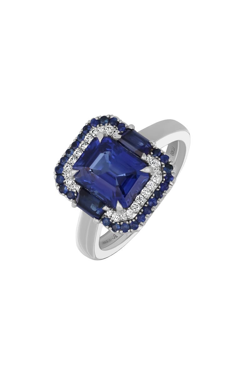 Bony Levy El Mar Pavé Diamond Halo Cushion Sapphire Ring, Main, color, 