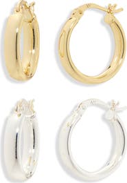 ARGENTO VIVO Set of 2 Wide Flat Hoop Earrings