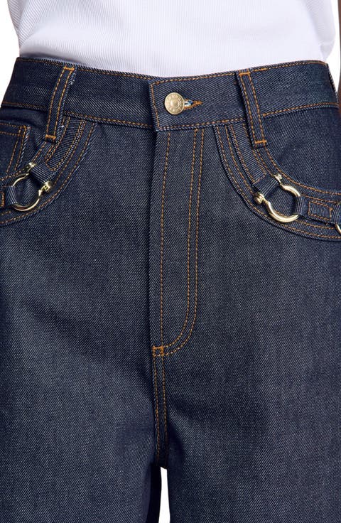 Barrel jeans with metal details